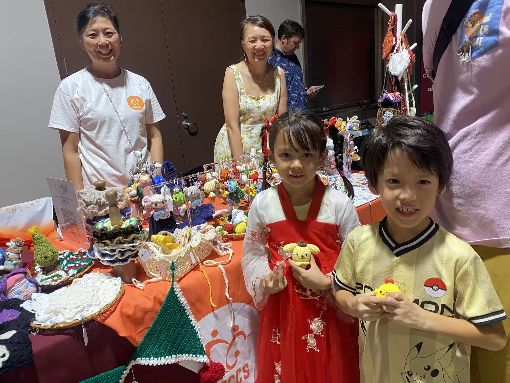 Children and volunteers at the charity sale
